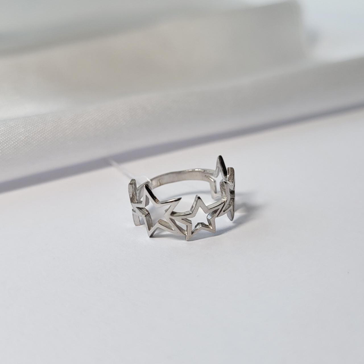 Каблучка без каменів 5 зірок срібло 925 проби родоване 1,55 г р. 17 (1155к) - фото 2 Каблучка без каменів 5 зірок срібло 925 проби родоване 1,55 г р. 17 (1155к) - фото 2