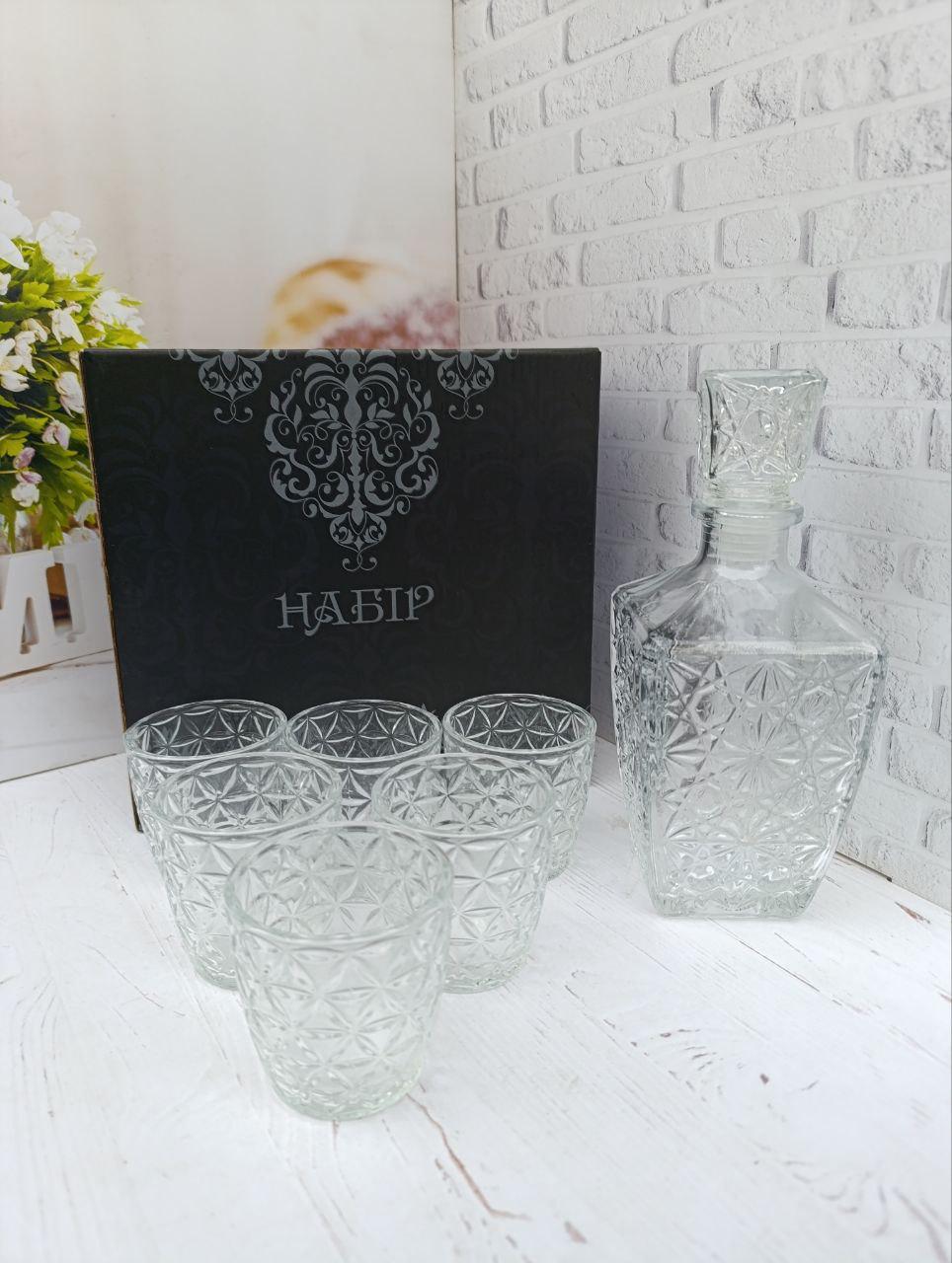 Набір для віскі SNT 9099-4 скляний графин 800 мл склянки 6 шт. по 200 мл 7 предметів