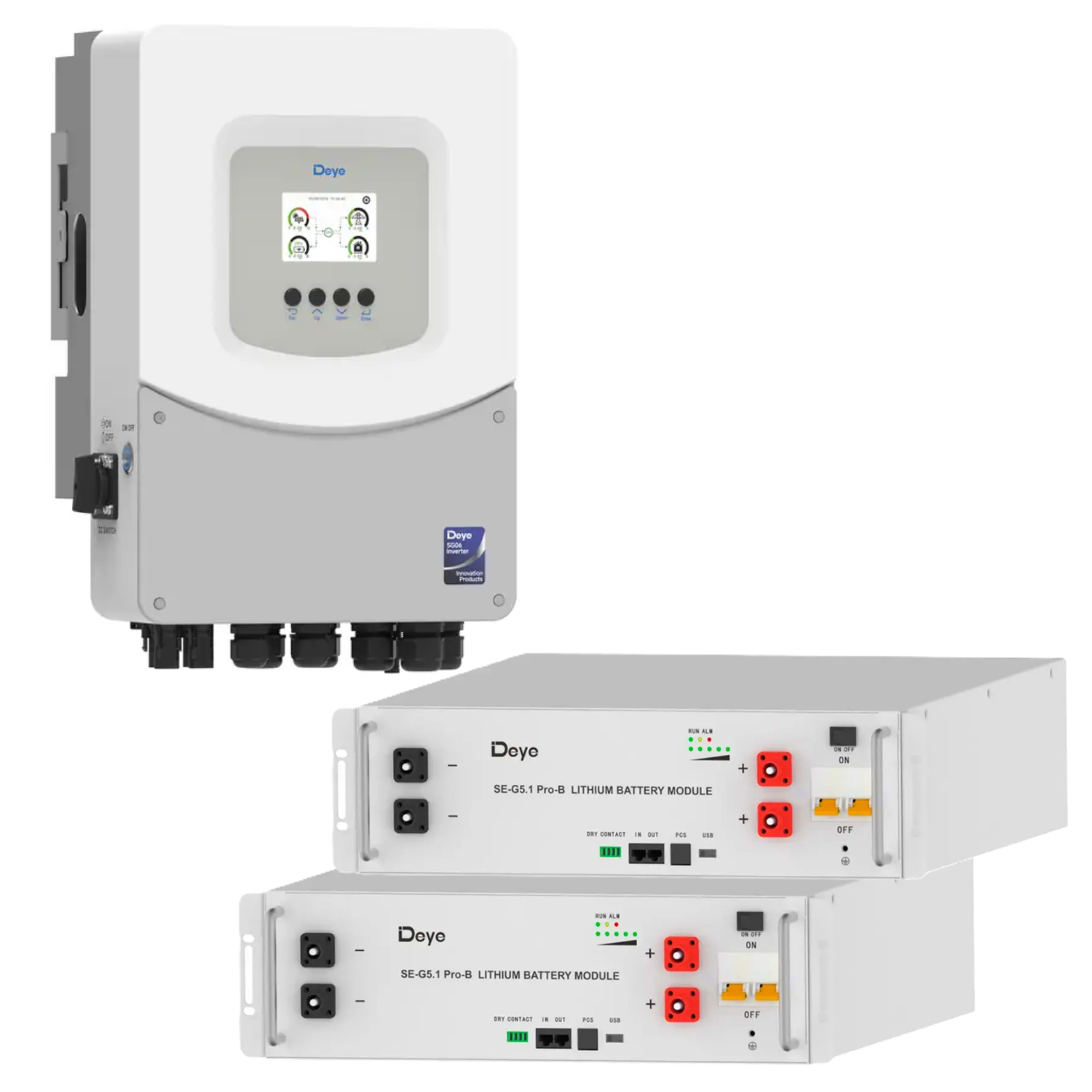 Комплект автономного питания Deye 6 кВт SUN-6K-SG06LP1-EU-BM2+2× Deye SE-G5.1 Pro-B 5,12 кВт·ч (660312)