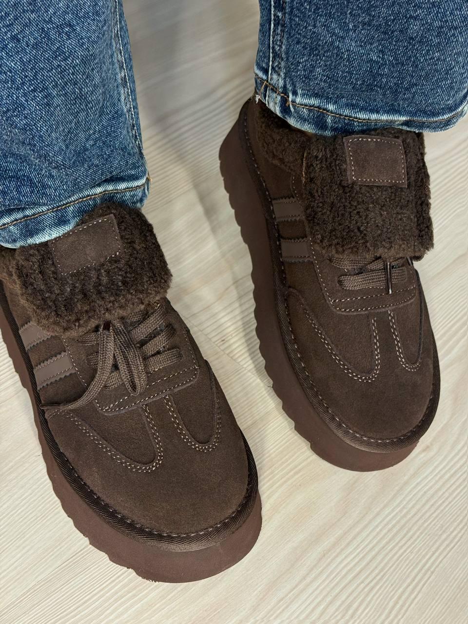Черевики жіночі Hengji 009-7 уггі замшеві на хутрі р. 36 Коричневий (5863) - фото 7