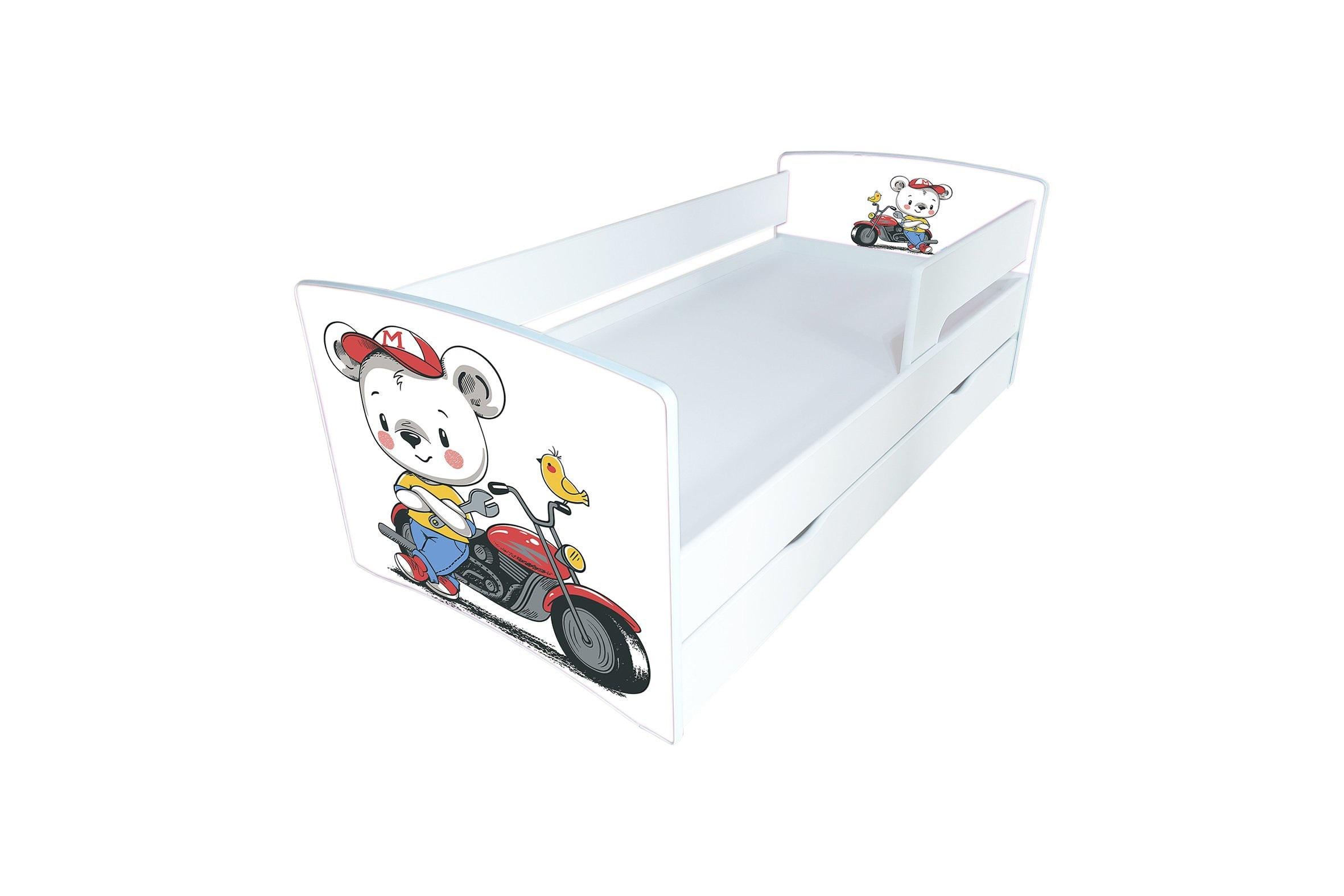 Кровать детская Viorina-Deko Kinder-cool 23 с бортиком и ящиком ламинированная ДСП 80х170 см Белый/Принт (47254)