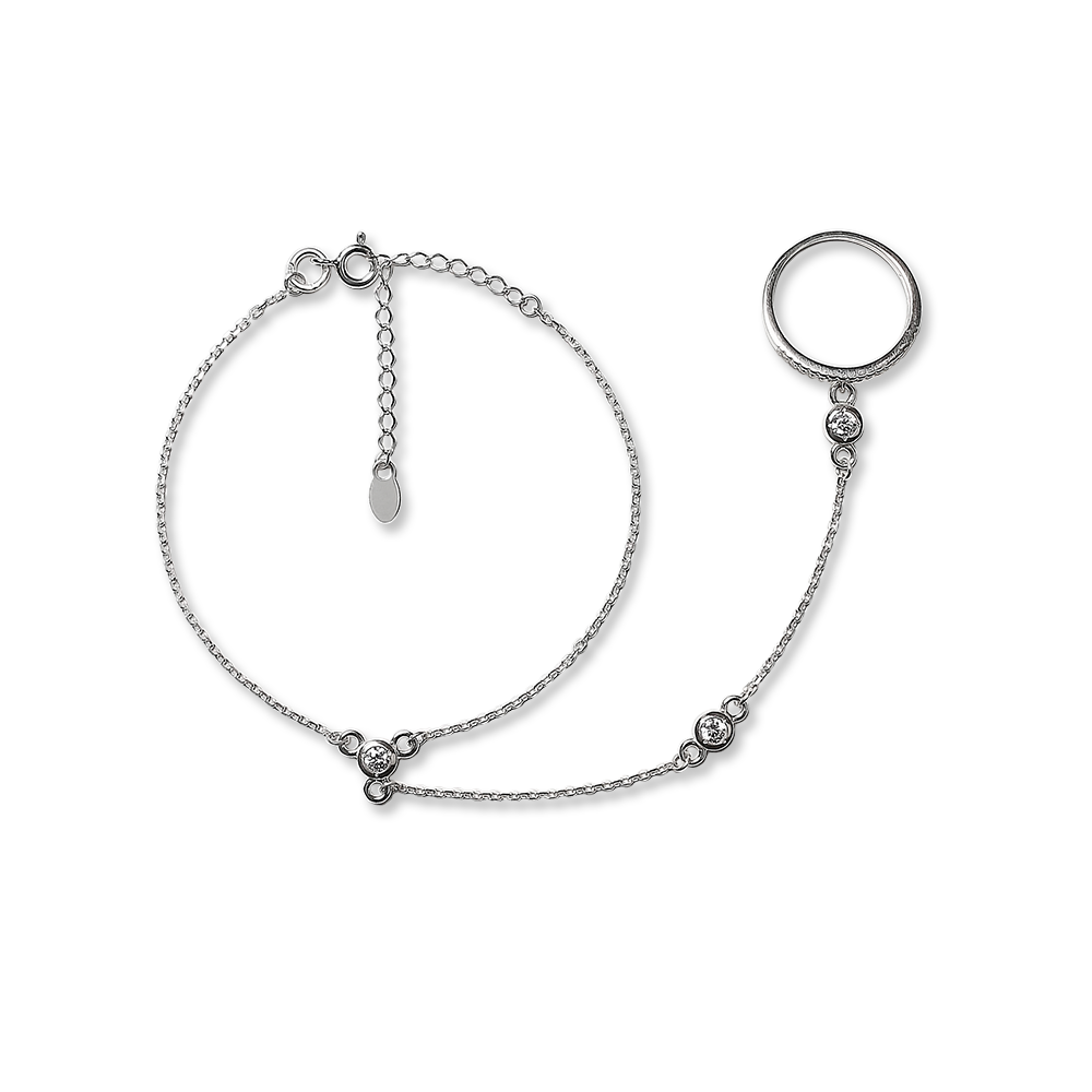 Срібний слейв браслет паньє з кільцем-доріжка