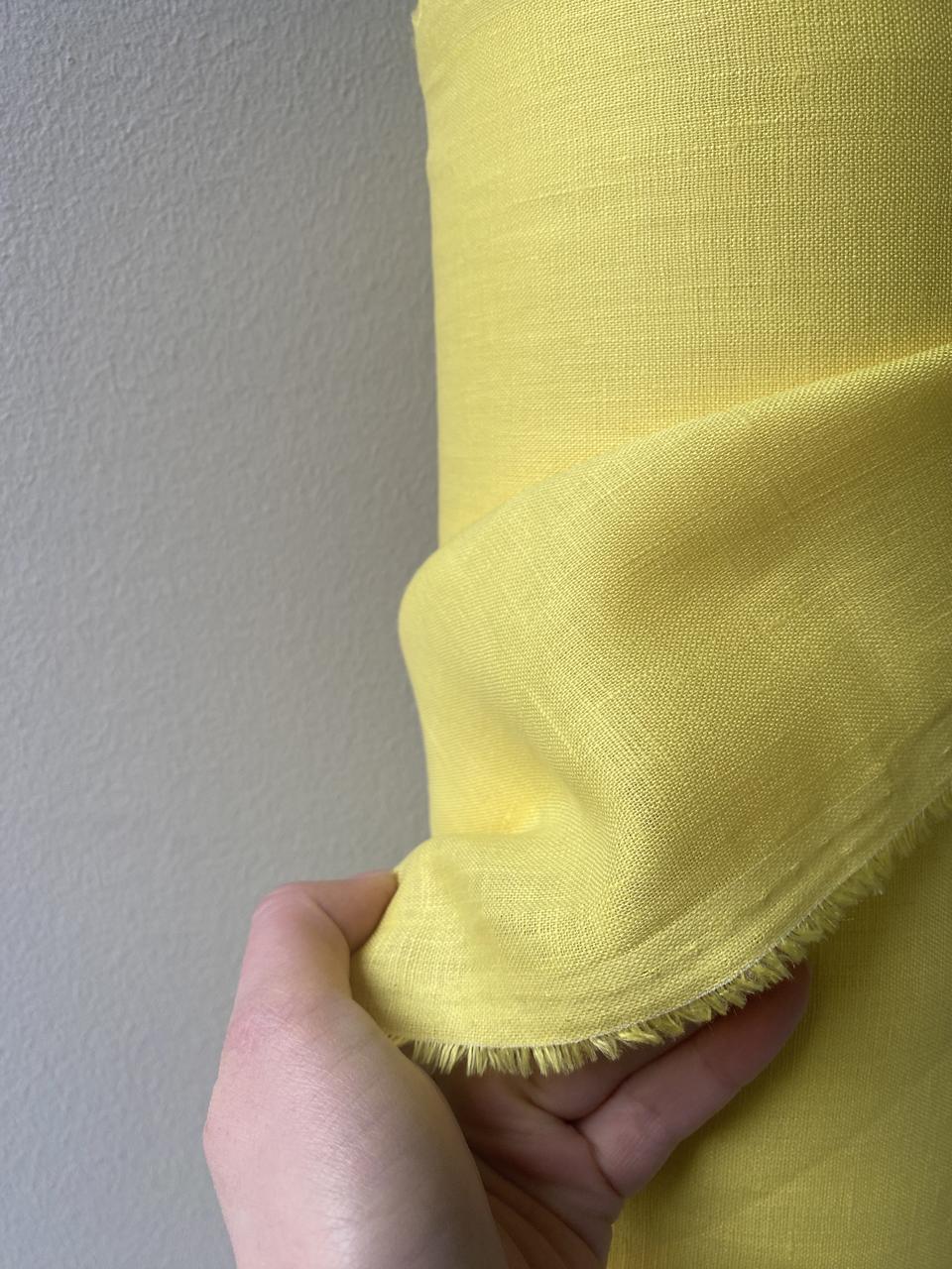 Тканина LINEN PLUS лляна натуральна 143 см 1490 Жовтий - фото 2