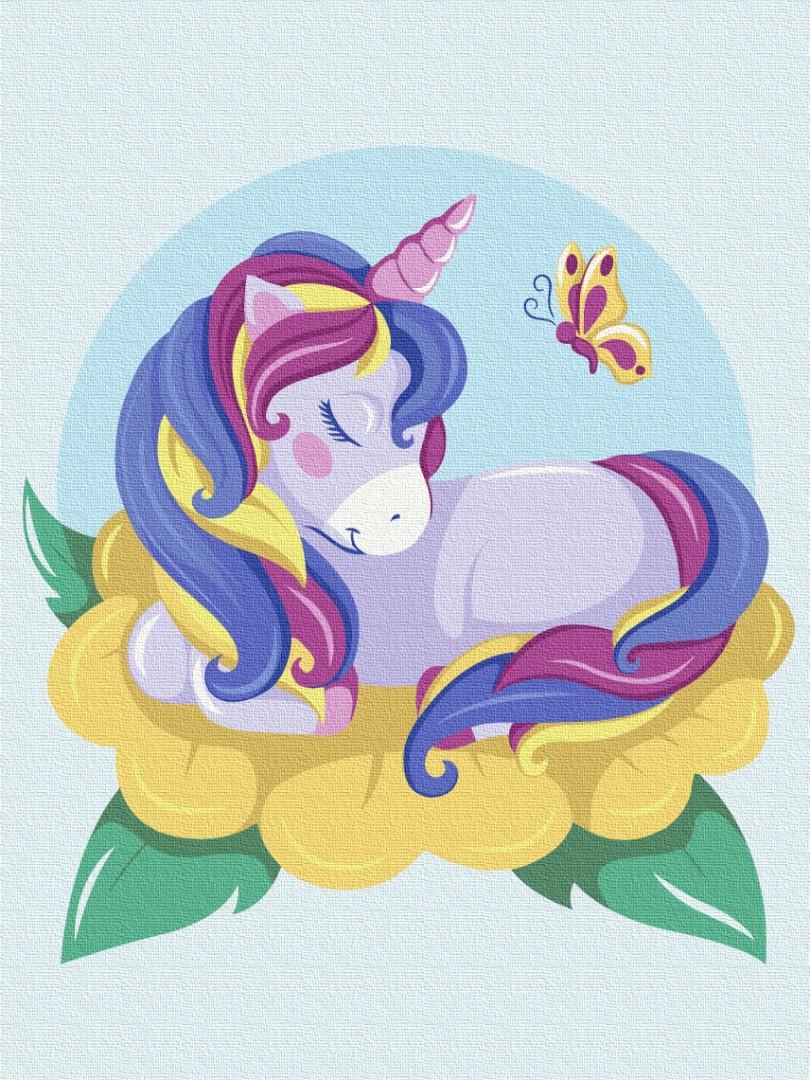 Картина за номерами BrushMe KBS0104 Квітучий єдиноріг полотно на підрамнику 30х40 см (1847138294)