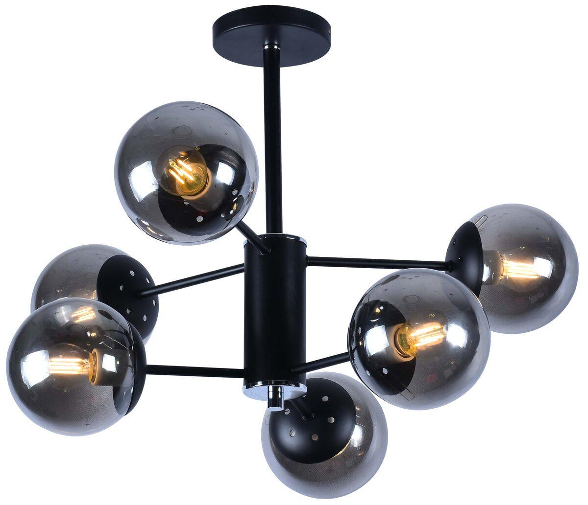 Люстра молекула потолочная Light House SRS-20781/6 плафон дымчатый Черный/Хром