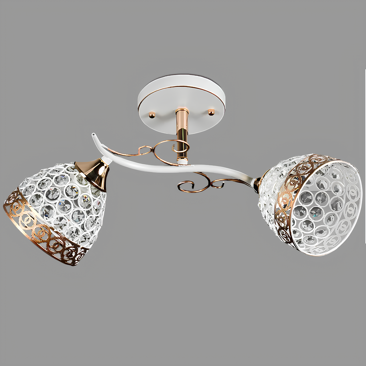 Люстра Svet потолковая на два плафона под лампу Е27 Бело-золотой (SR-N3201/2 FG+WT)