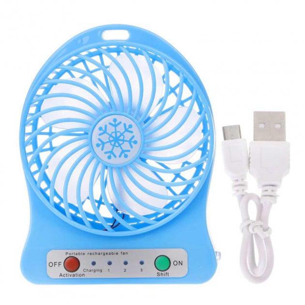 Вентилятор настольный аккумуляторный Portable Fan Mini 10 см Голубой