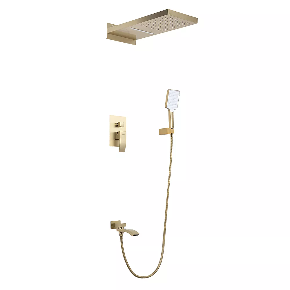 Душевая система встроенная Gappo для ванны с изливом с тропическим и ручным душем Золотой (1047249)
