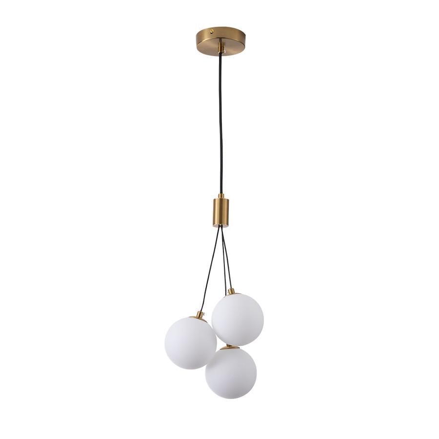 Підвісний світильник 788P67067-3 AB/WH G9 зі скляним плафоном на 3 плафона Антична бронза/Білий