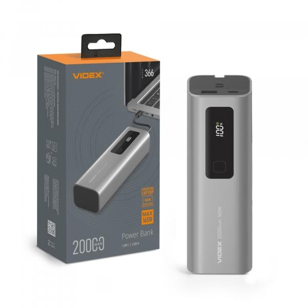 Повербанк 20000 mAh Videx VPB-366 165W PD100W +Display (31475092)