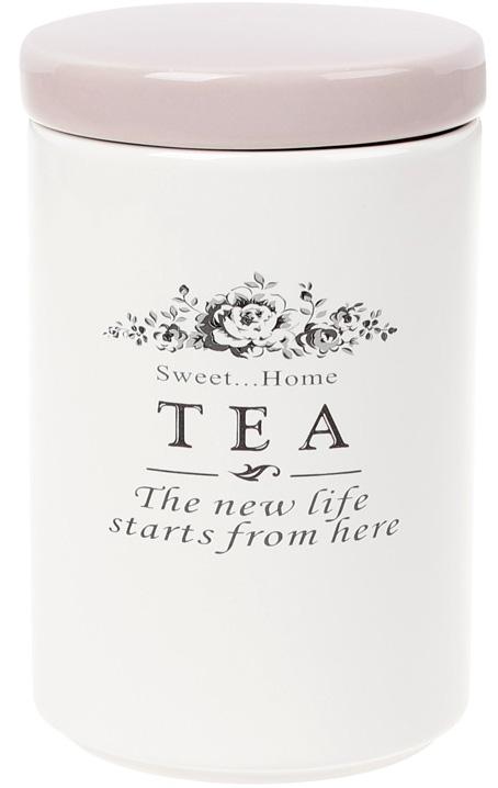 Банка керамическая Sweet Home TEA 750 мл для хранения чая с розовой крышкой (BD-875-312)