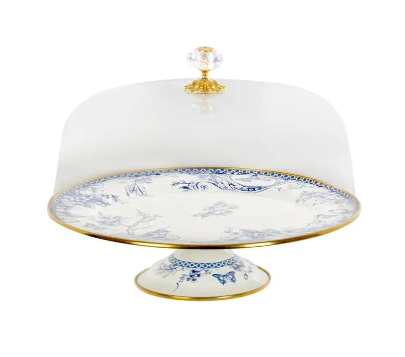 Тортівниця емальована BUTTERFLY Elmani з кришкою на ніжці 30 см