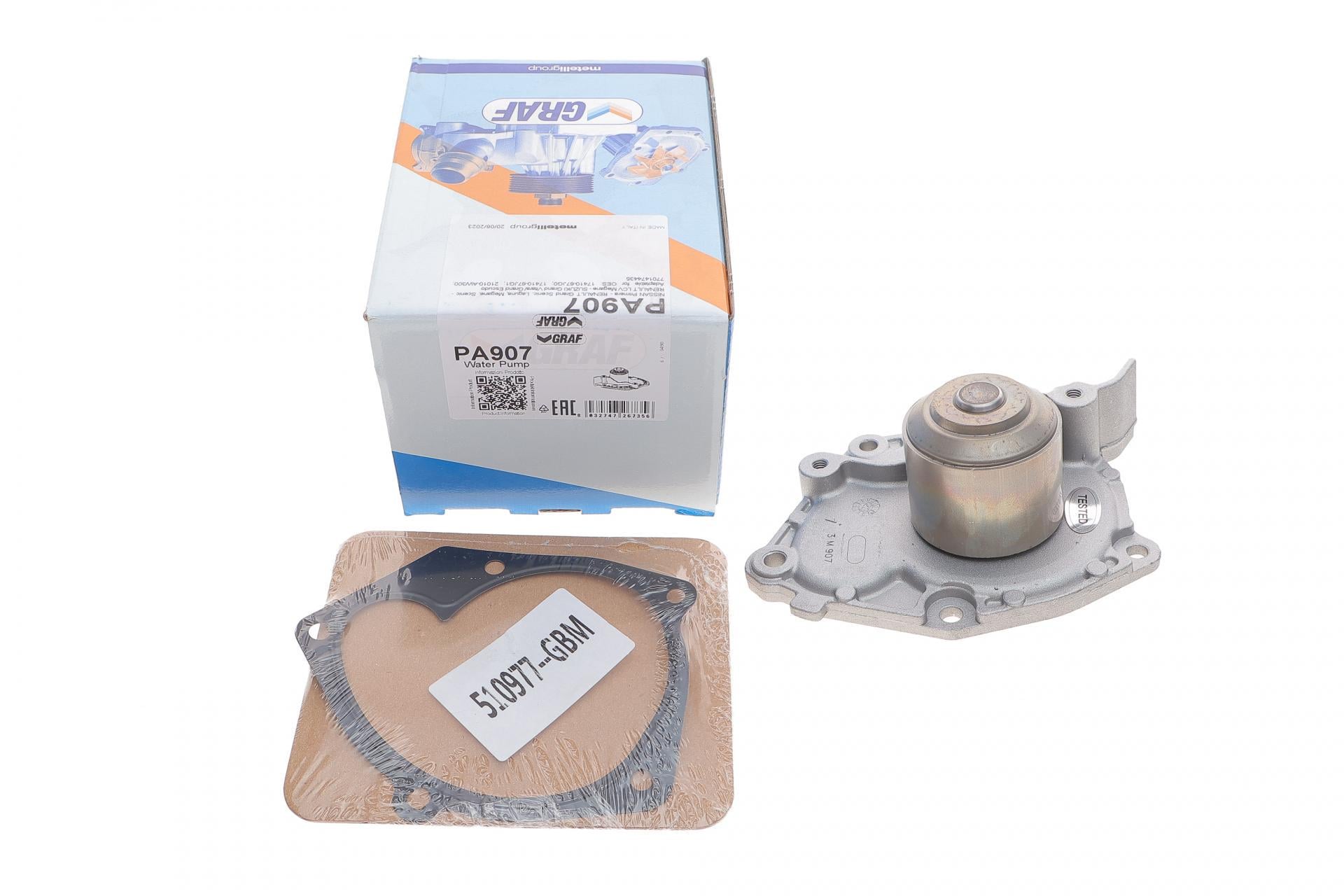 Насос воды Graf Renault Megane/Laguna/Scenic/Nissan 1.9dCi/Suzuki Grand Vitara 1.9DDiS 02- B/B 10 лопаток PA907 (25589851)