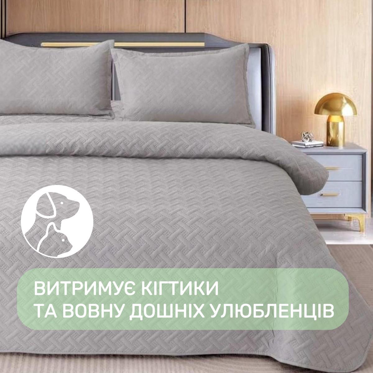 Покрывало стеганое и 2 наволочки с подушками Koloco 100% хлопок евро 200х230 см Серый (41704) - фото 3 Покрывало стеганое и 2 наволочки с подушками Koloco 100% хлопок евро 200х230 см Серый (41704) - фото 3