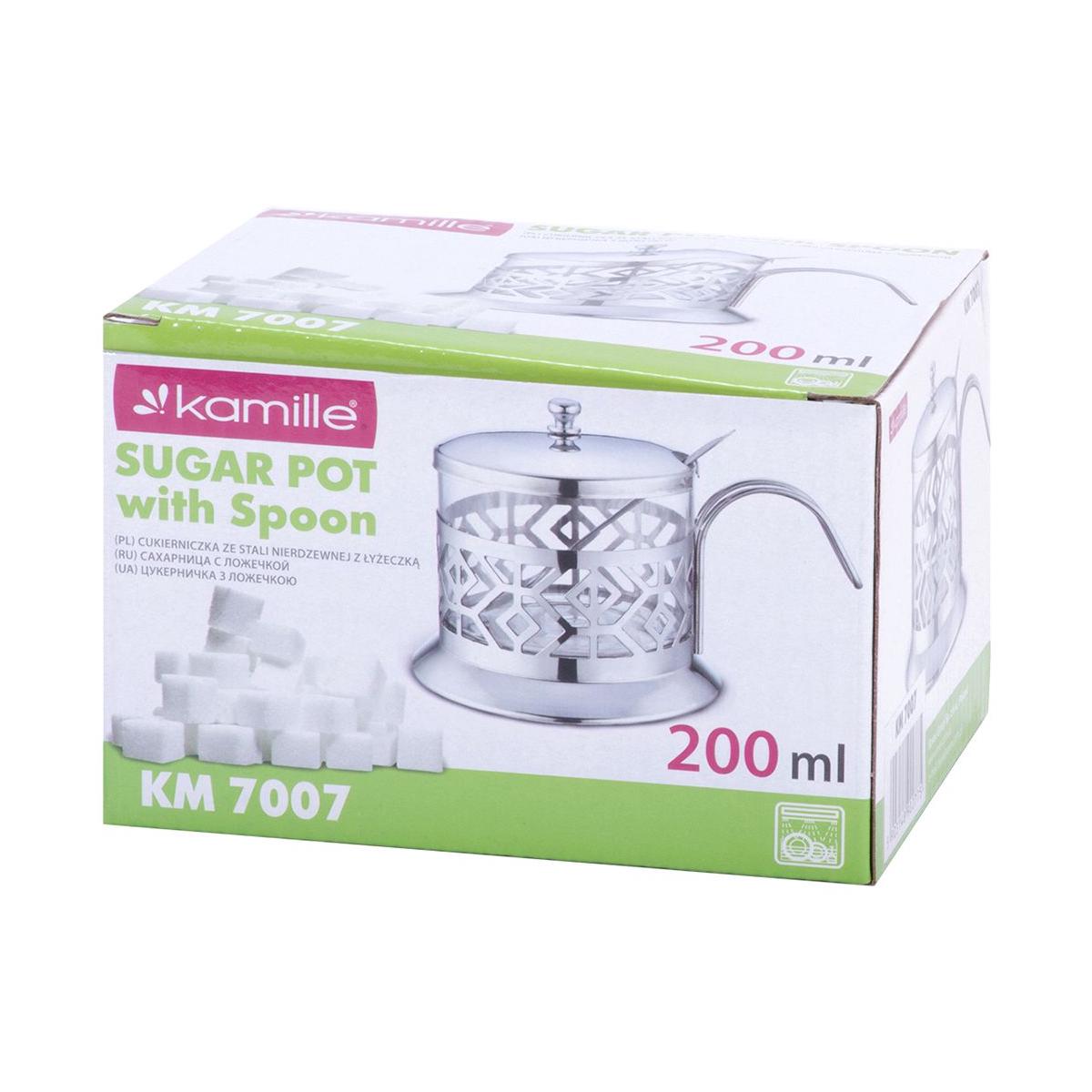 Цукровиця Kamille 7007 зі скла та нержавіючої сталі 200 мл - фото 3 Цукровиця Kamille 7007 зі скла та нержавіючої сталі 200 мл - фото 3