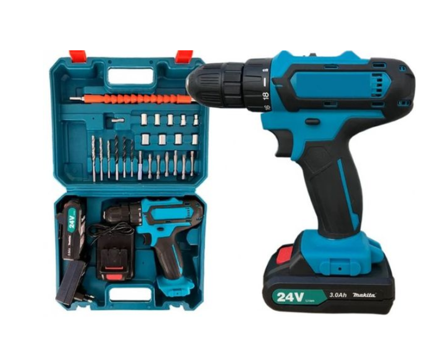 Шуруповерт акумуляторний з набором насадок 24 шт. у кейсі та 2 акумулятори 24V (7865)