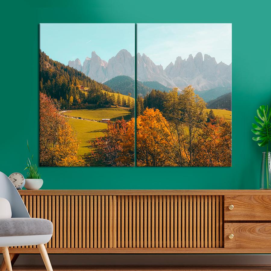 Картина природа Осенний пейзаж на фоне Доломитовых Альп 165x122 см (A1085-2)