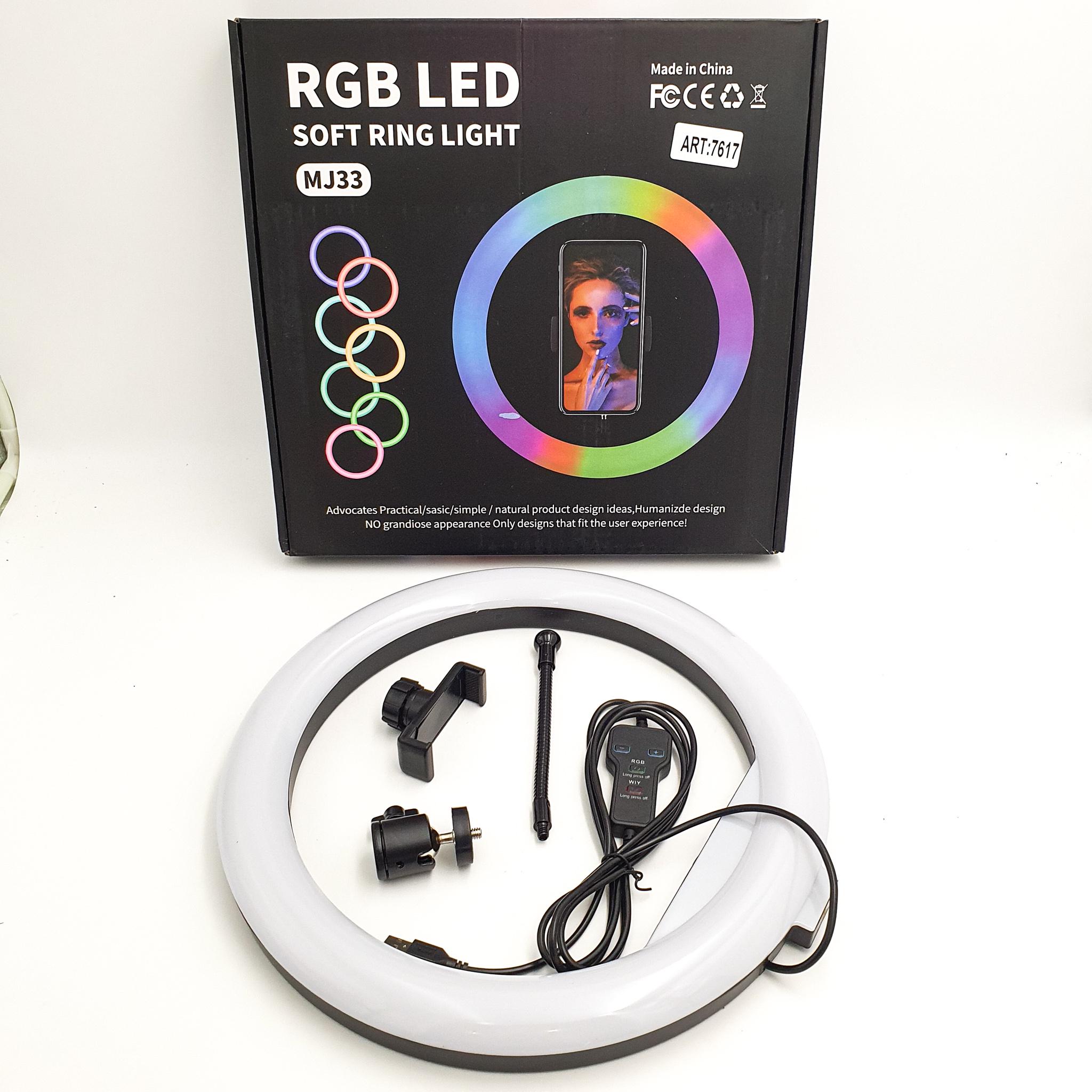 Кольцевая LED лампа RGB 8 цветов с держателем телефона кольцевой свет 33см 14W RING LIGHT MJ33 (YR-330A) - фото 6