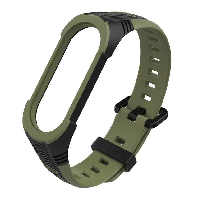 Силиконовый ремешок Primo Mijobs Perfor Classic для фитнес браслета Xiaomi Mi Smart Band 5 Black/Army Green (1229872081)