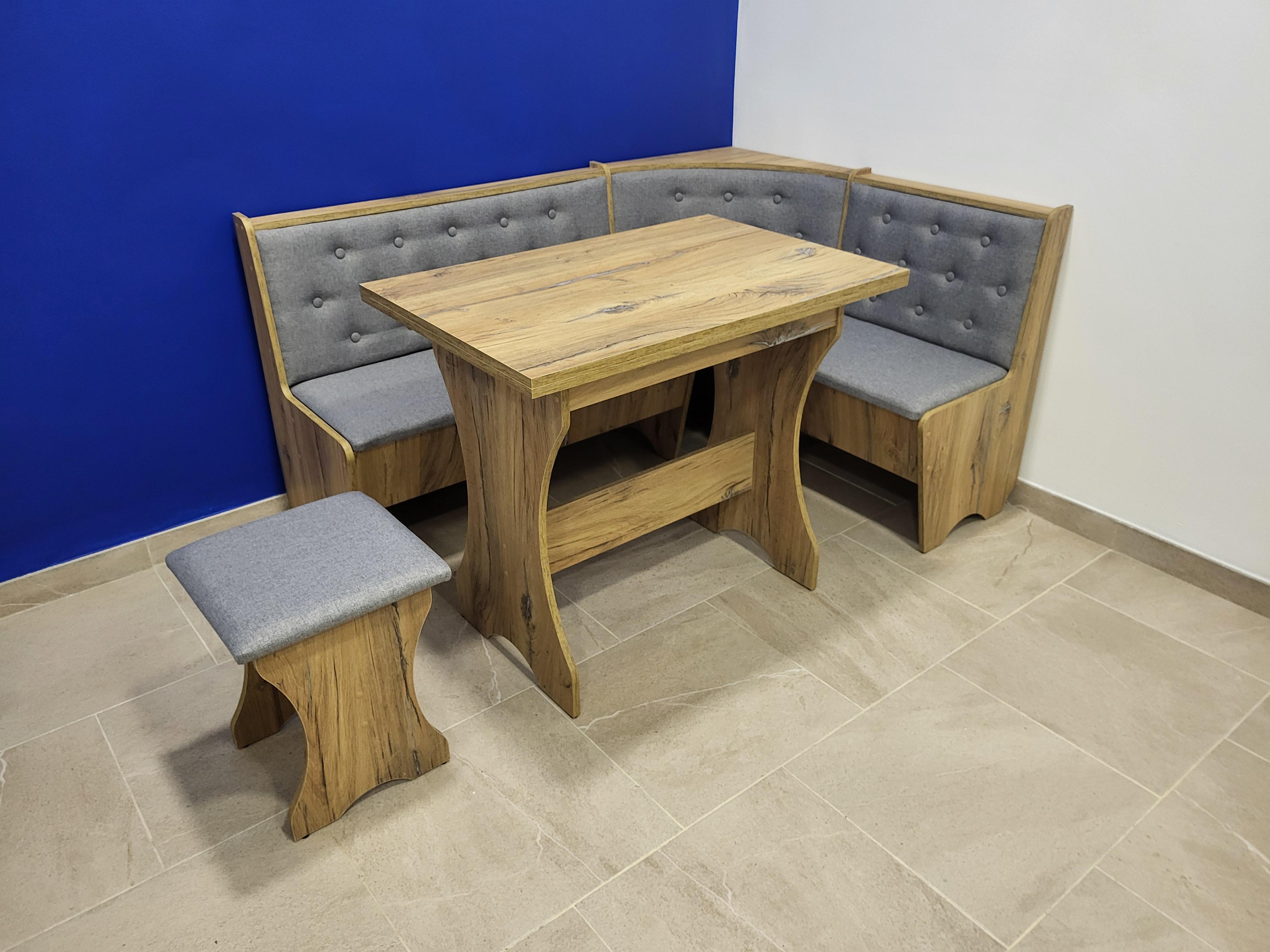 Кухонный уголок Семейный с раскладным столом и табуретом 113,5х153,5 см Дуб Флагшток/Сильвер (KST-DF-S)