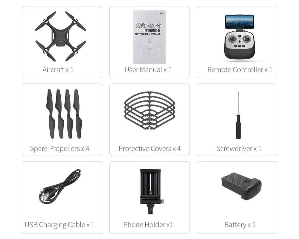 Квадрокоптер JJRC X35 5G 4K/Wi-Fi/FPV/GPS Black (53280) - фото 7 Квадрокоптер JJRC X35 5G 4K/Wi-Fi/FPV/GPS Black (53280) - фото 7