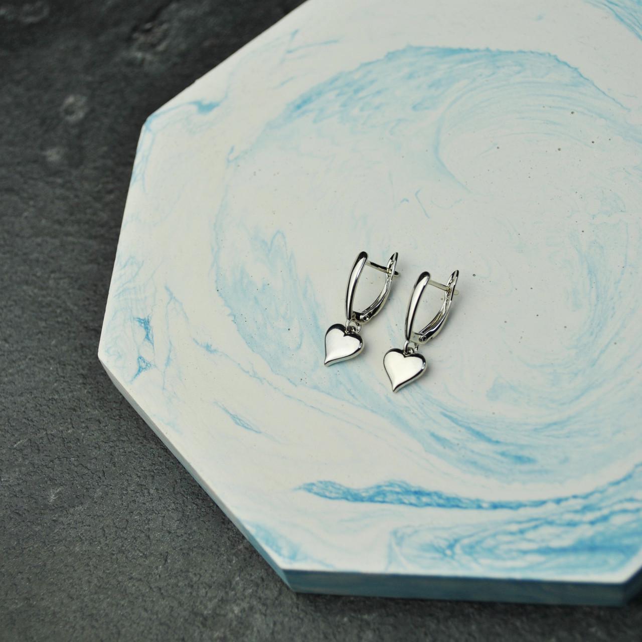 Сережки сердечки медицинская сталь родий (x010-1)