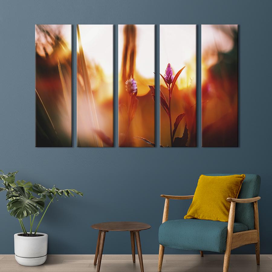 Картина на холсте Пушистые полевые цветы на закате 132x80 см (914-51)