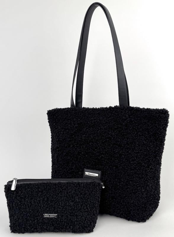 Жіноча сумка-шопер з косметичкою Alba Soboni N24033 Чорний