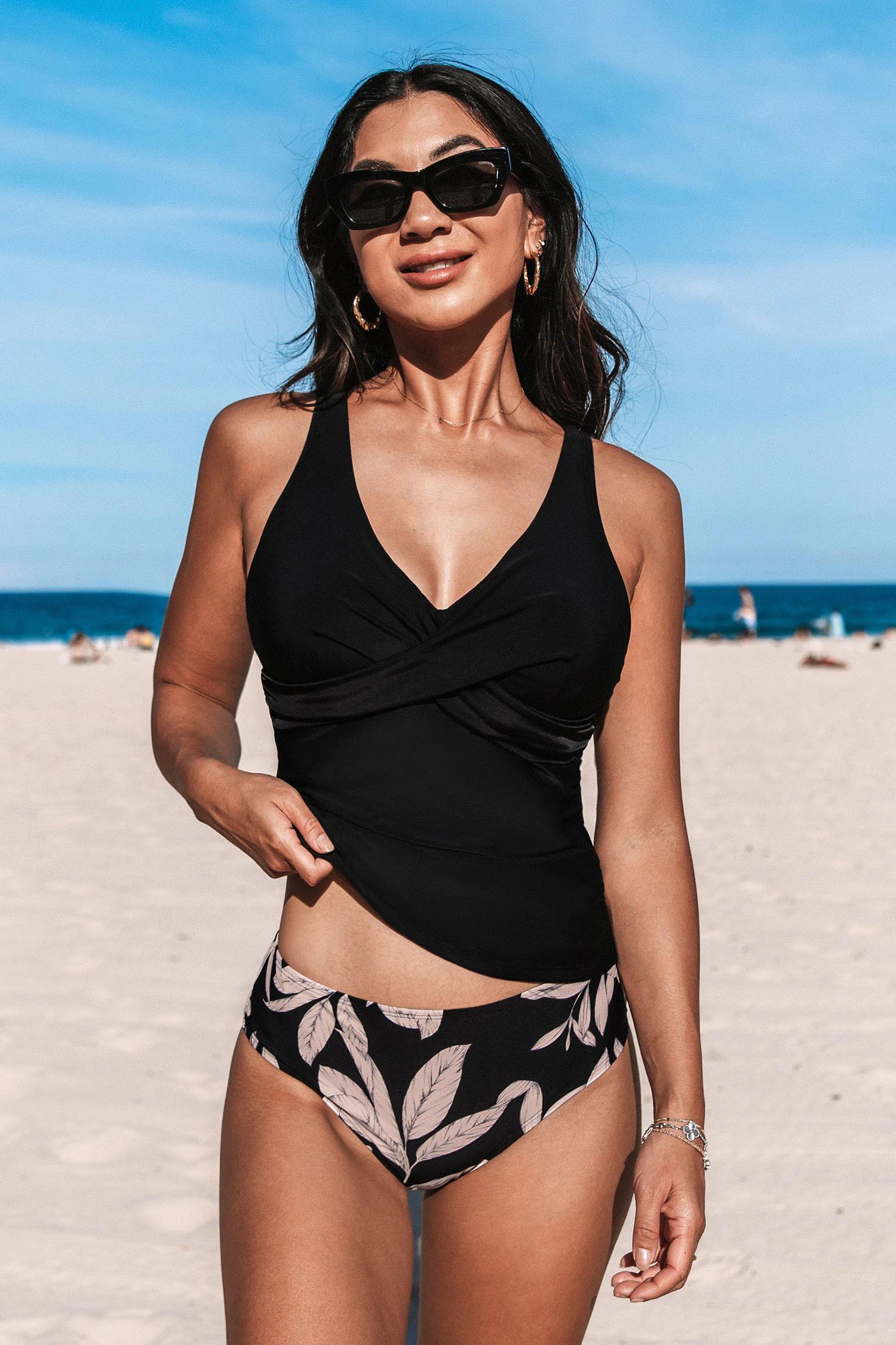 Купальник Cupshe Квіти L Чорно-бежевий (DAA12D4E004) - фото 5