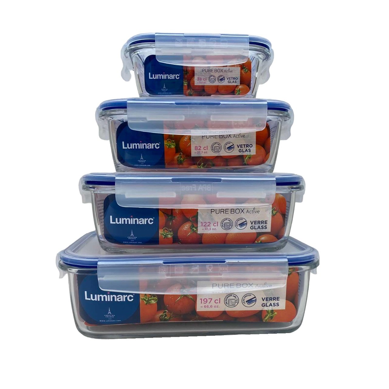 Набор контейнеров Luminarc Pure Box 380/820/1220/1970 мл (66b1c584252e696bca046df6)