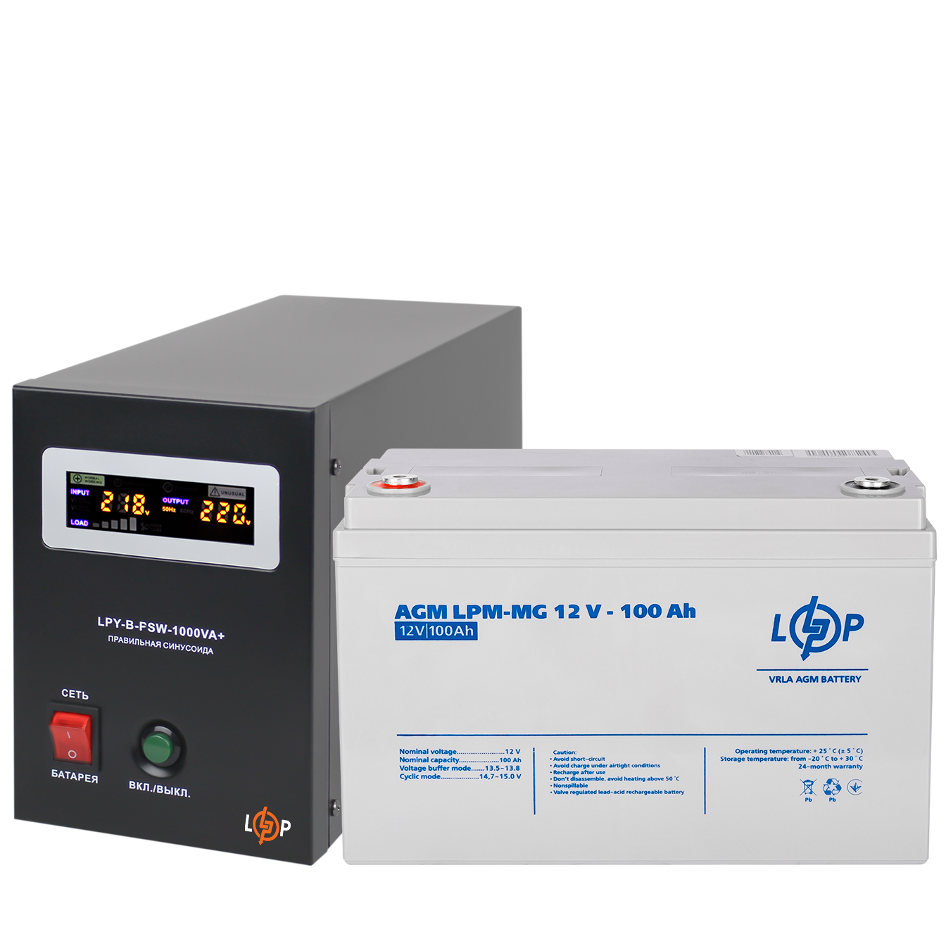 Комплект резервного питания LP LogicPower ИБП/мультигелевая батарея UPS B1000/АКБ MG 1280W