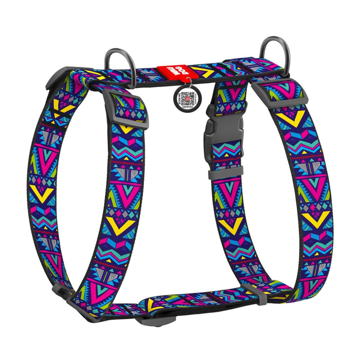 Шлея для собак анатомічна Waudog Інді Nylon H-подібна з QR-паспортом/пластиковим фастексом XL 35 мм х 55-95 см х 70-110 см (323-0016 Col) Шлея для собак анатомічна Waudog Інді Nylon H-подібна з QR-паспортом/пластиковим фастексом XL 35 мм х 55-95 см х 70-110 см (323-0016 Col)