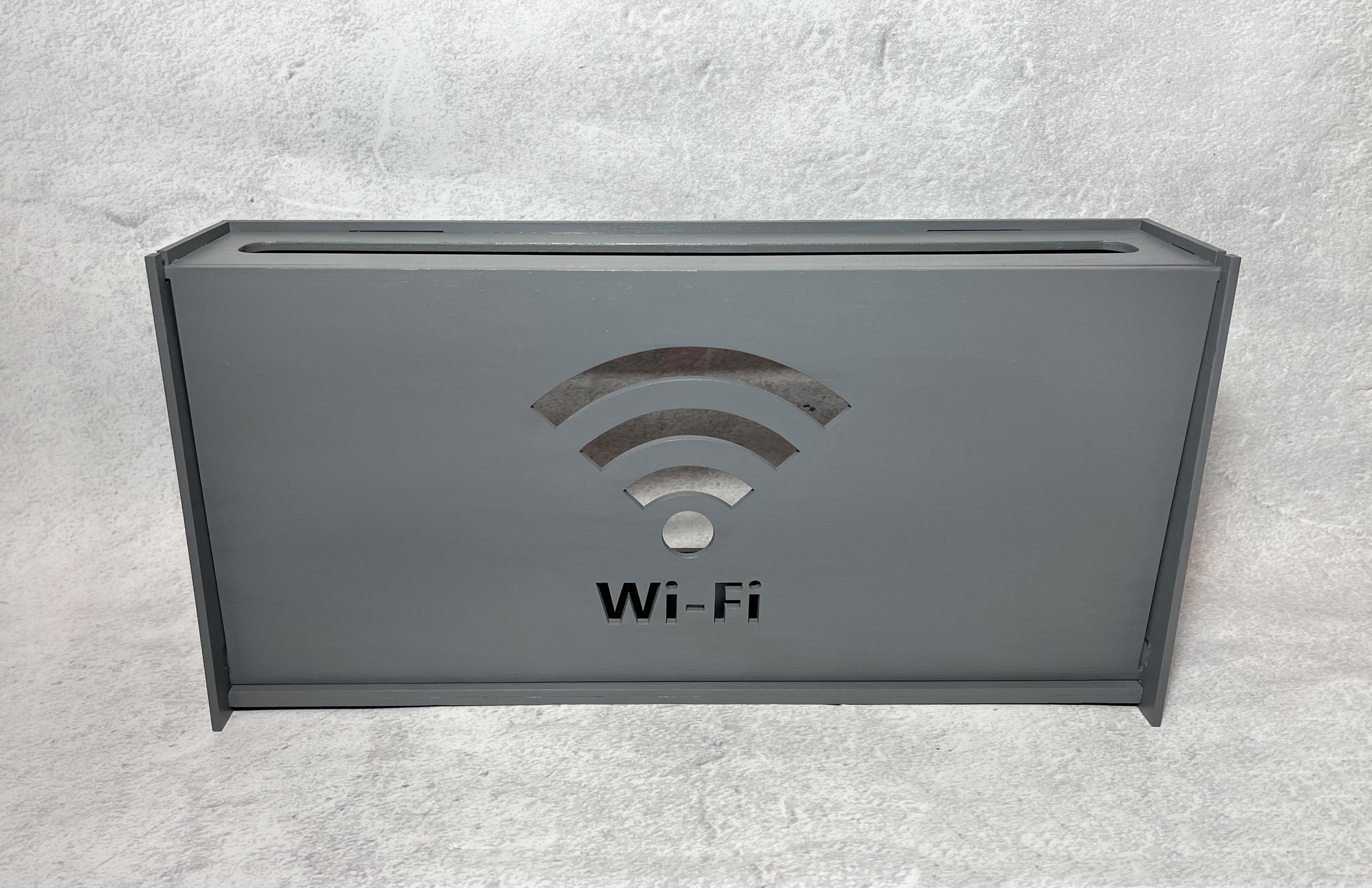 Коробка для роутера Wi-Fi дерев'яна на стіну 40х20х8 см Сірий (173) - фото 1