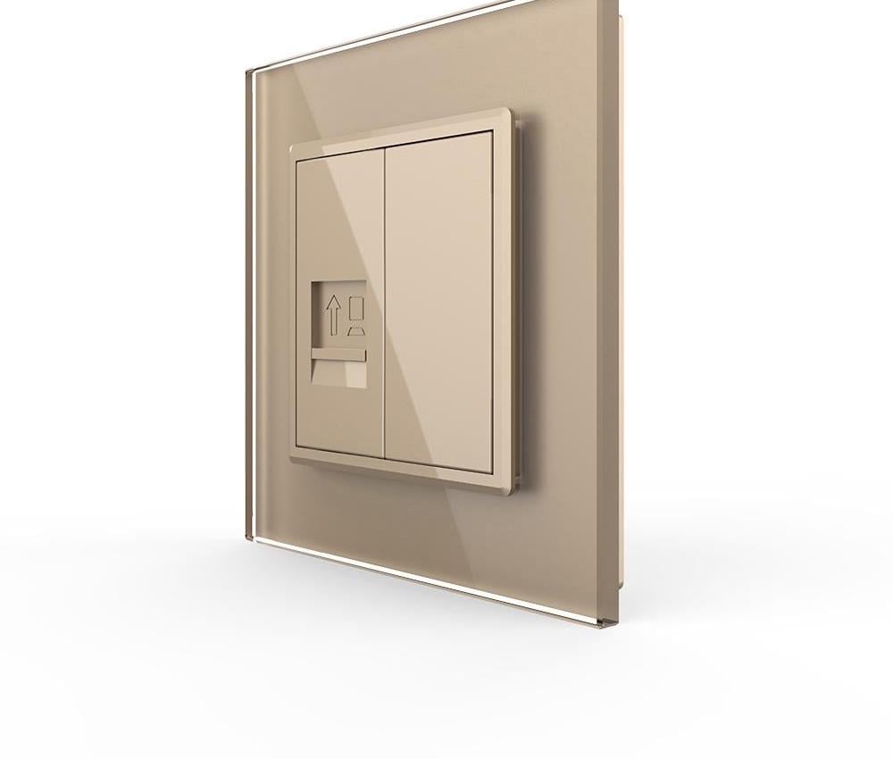 Розетка компьютерная LIVOLO RJ-45 LIVOLO настенная стеклянная рамка Золотой (VL-C7FCCP/FCMB-2AP)