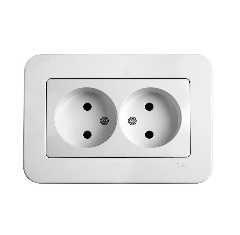 Розетка Viko Rollina подвійна без заземлення Білий (90420055)