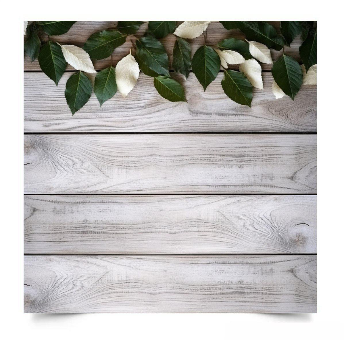 Фотофон виниловый текстурный Gipermag Green leaves on rustic wood 50х50 см (7778)