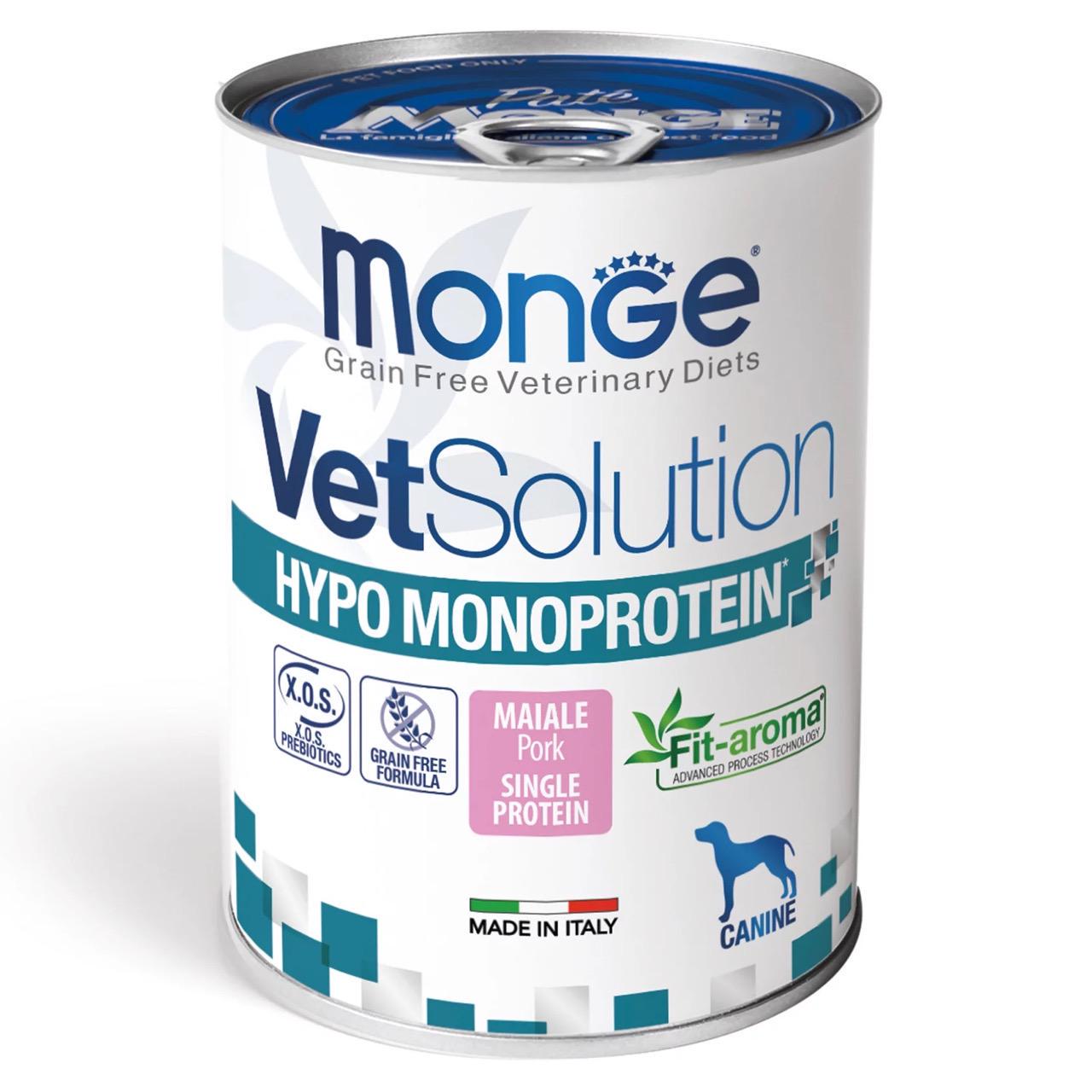 Корм влажный Monge VetSolution Wet Hypo Canine Maiale гипоаллергенен для взрослых собак 400 г (8009470082020)