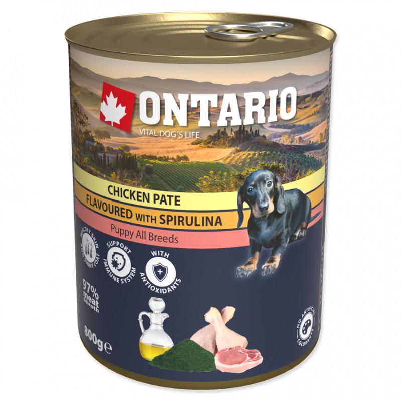 Консерва для цуценят Ontario can Puppy Chicken Pate/Spirulina/Salmon oil з куркою/спіруліною та олією 800 г (214-21034)