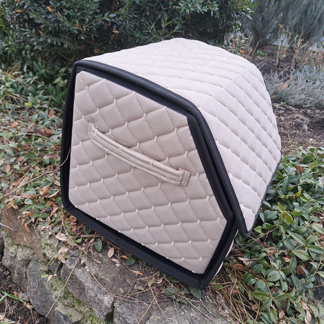 Органайзер автомобильный в багажник с перфорированной эко-кожи S 35x30x30 см Бежевый (70db4c8a) - фото 3