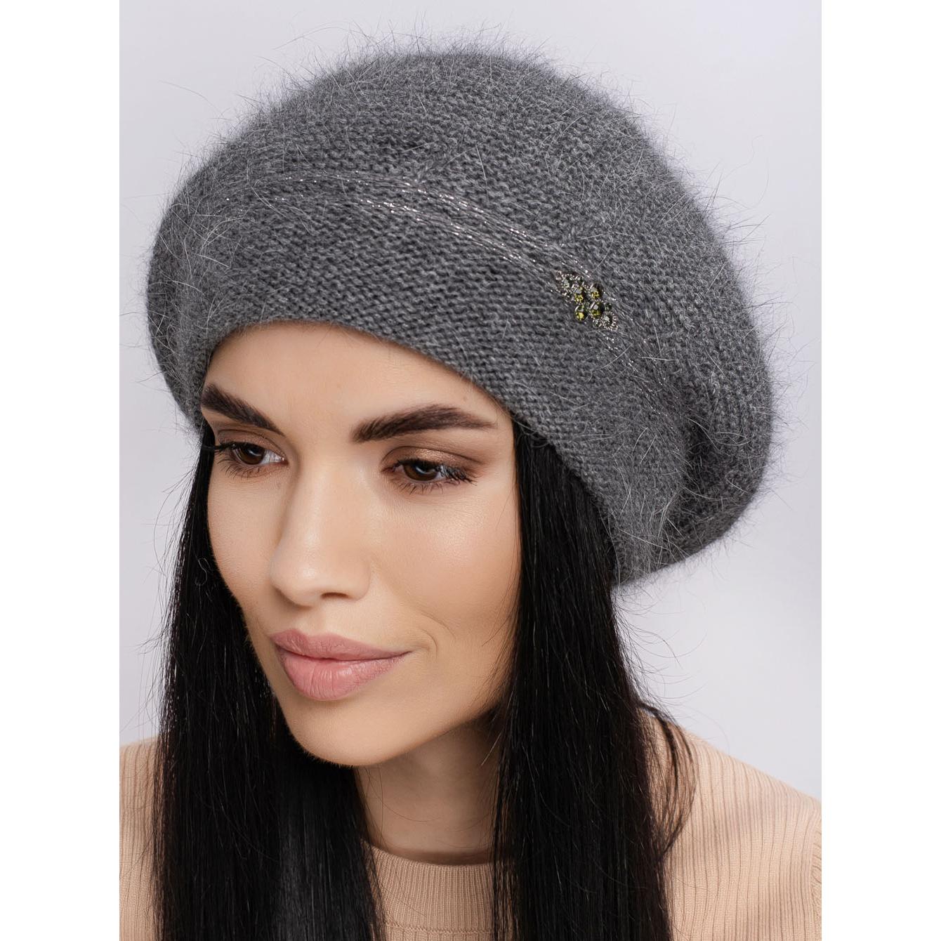 Берет женский ангоровый Leks Чаривниця one size Темно-серый