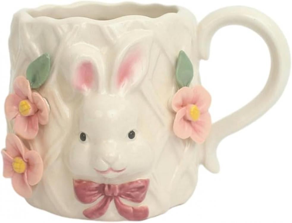 Кружка керамическая с кроликом в винтажном стиле 330 мл Розовый Кружка керамическая с кроликом в винтажном стиле 330 мл Розовый