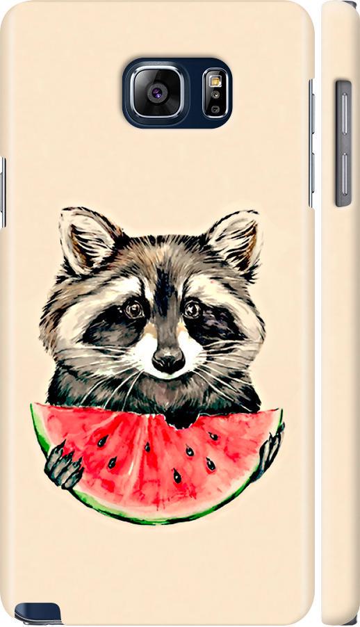 Чехол на Samsung Galaxy Note 5 N920C Енотик с арбузом (4605m-127-42517)