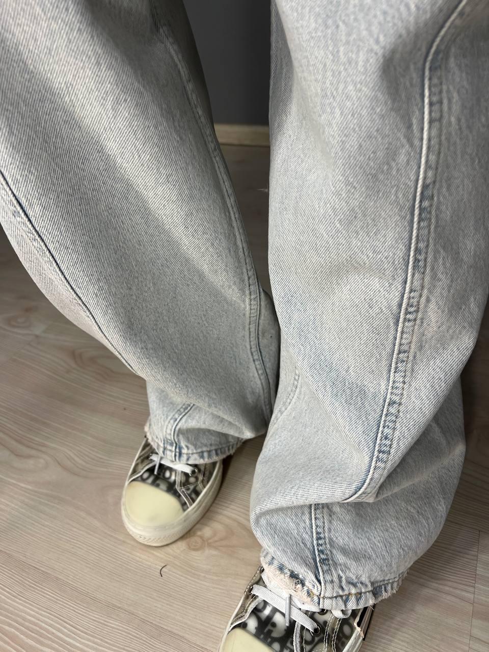 Джинсы женские Twin 1268-455 palazzo jeans широкие скошенный боковой шов палаццо высокая талия р. 36 Светло-голубой (3569) - фото 7