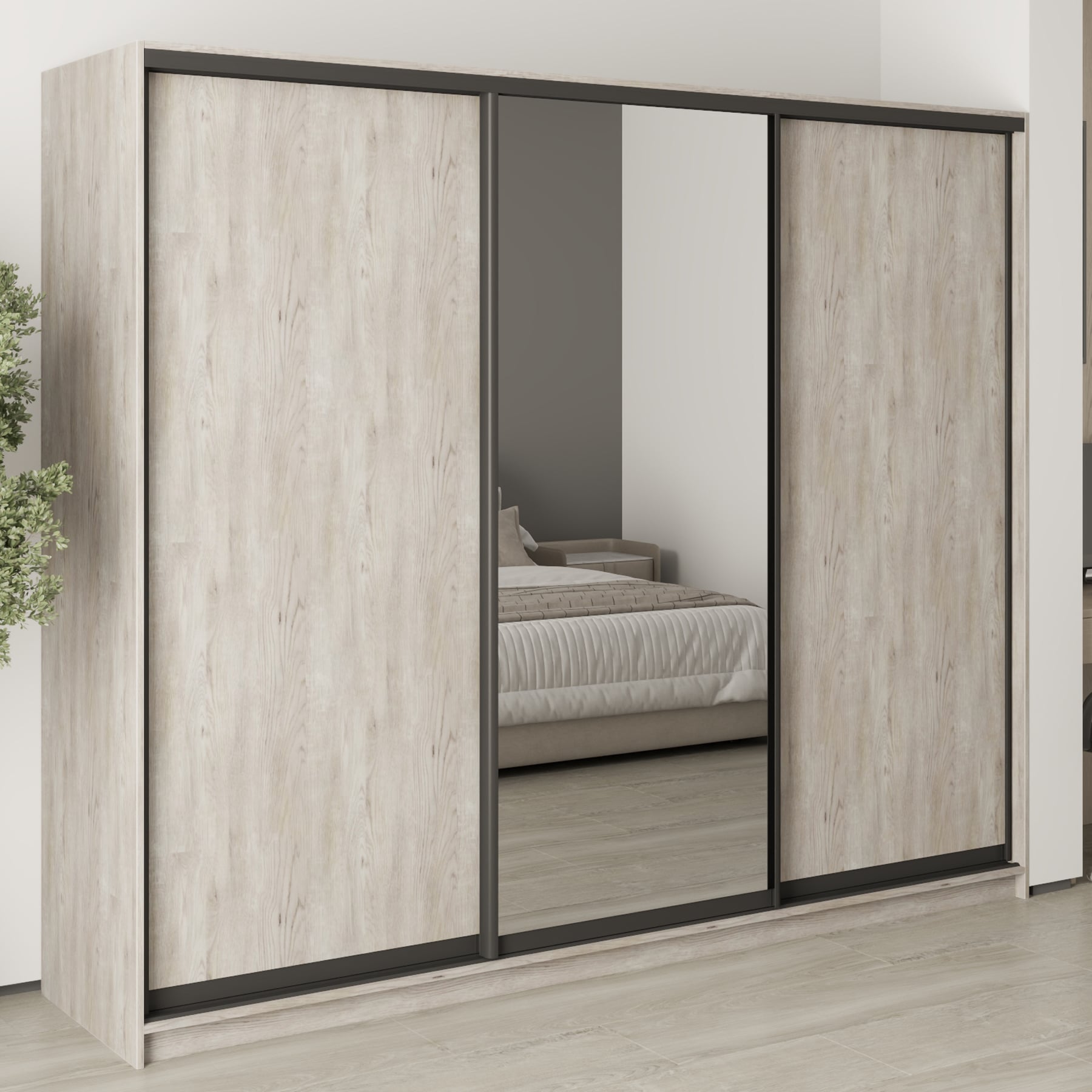 Шкаф-купе трехдверный Mebel Star Комбо BG MBS-9165 250х60х210 см Аляска серый (1009154)