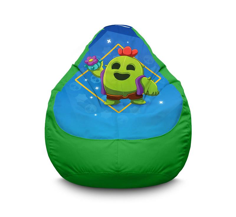 Кресло мешок iPuff Brawl stars Spike Оксфорд XL 80x110 см Зеленый