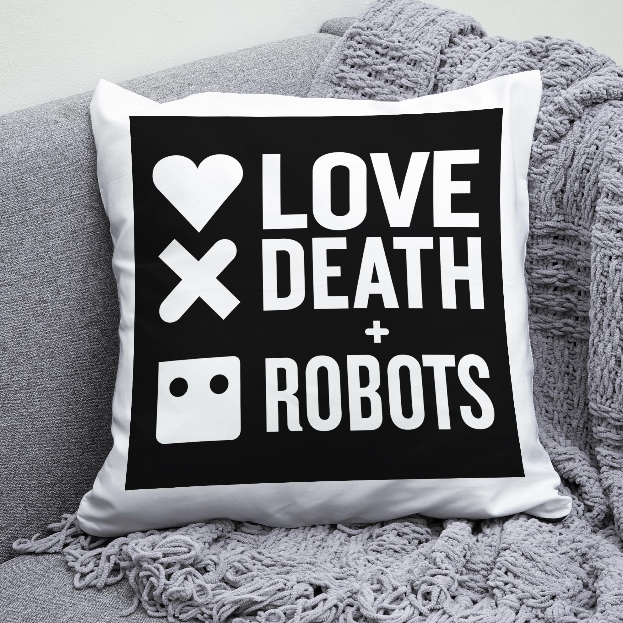 Плюшевая подушка квадрат с принтом Love Death & Robots