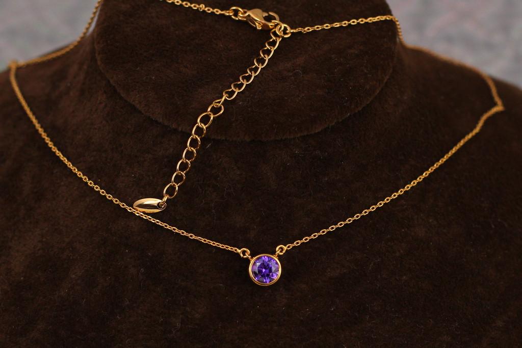 Набор Xuping Jewelry колье с фиолетовым камнем 42 см с добором 5 см Золотой (2377098073)