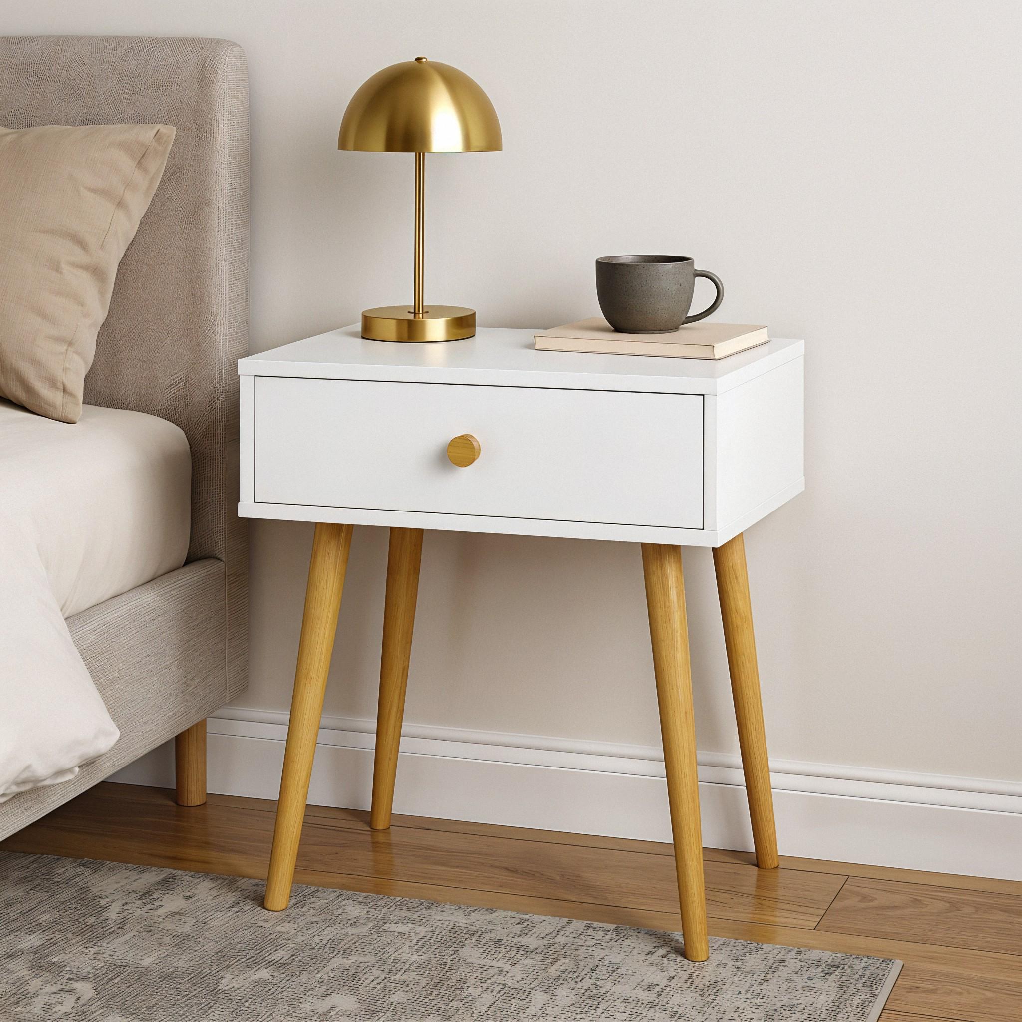 Тумба прикроватная на ножках Хьюге-4 450x330x510 мм Белый (26070643)