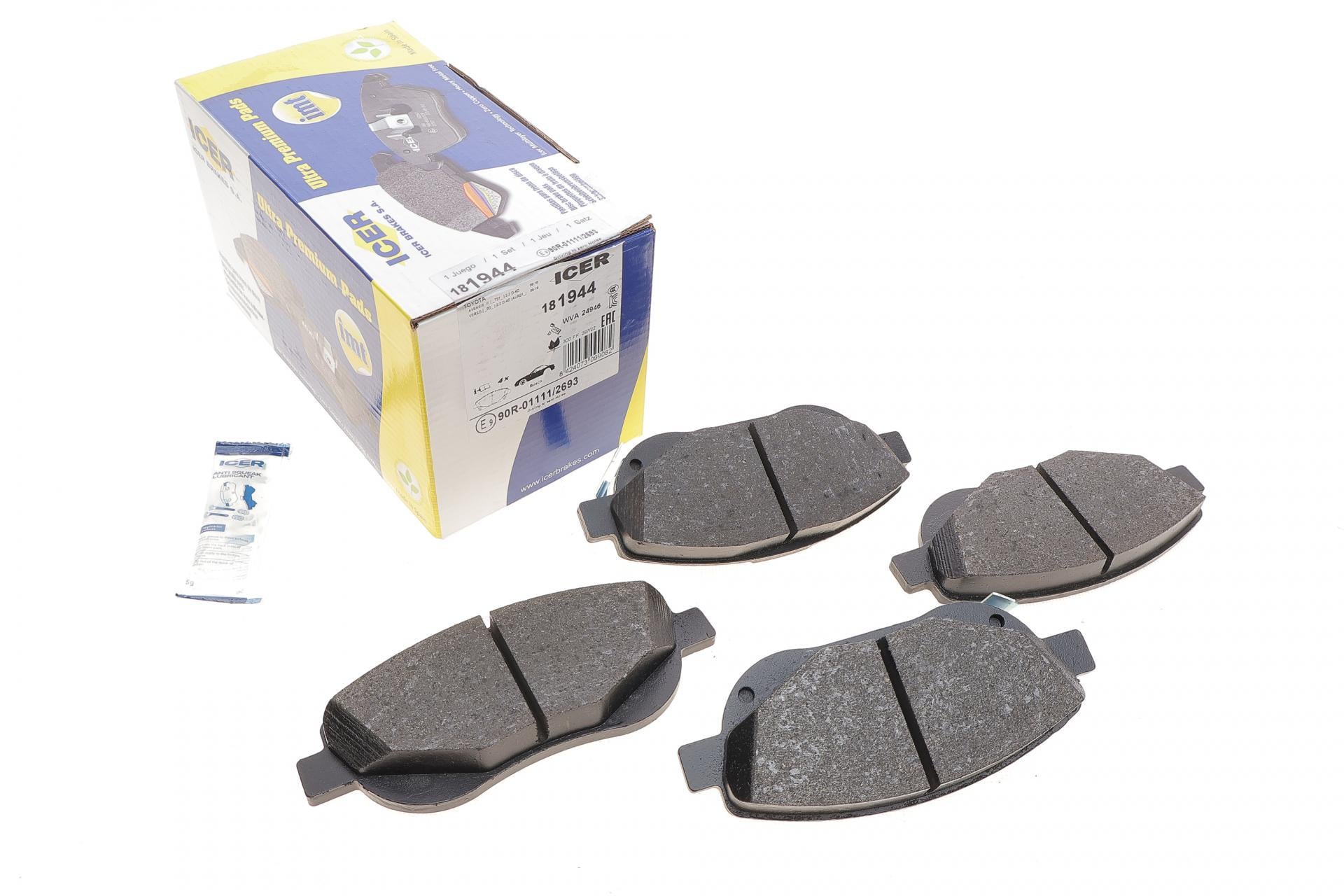 Колодки тормозные передние ICER 181944 Toyota Avensis 08-/Verso 2.2 D-4D 09-