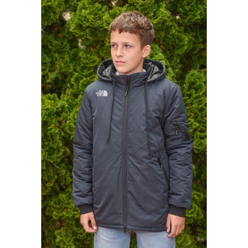 Парка детская осенняя на флисе 134 см Синий (2721899081)